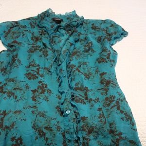 Rue 21 turquoise and dark brown top